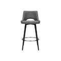 Modern Gray Upholstered Bar Stool with Metal Base