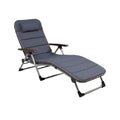 Adjustable Folding Lounge Chair with Headrest in Navy Blue Fabric